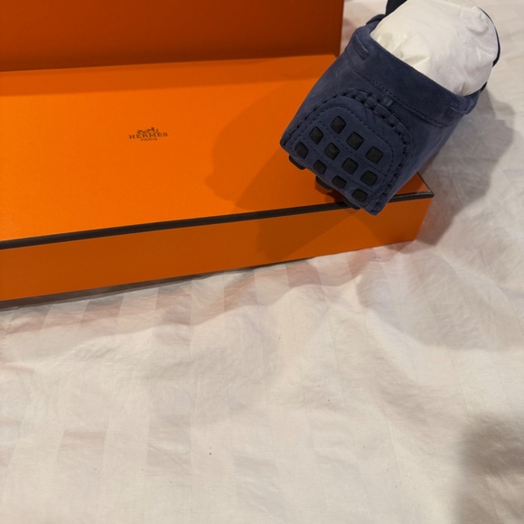 Hermes Navy Blue Slip-On Loafers - Picture 4 of 7